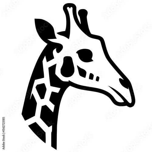 Simple giraffe portrait silhouette