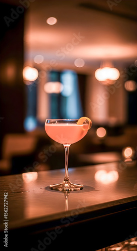 Elegant pink cocktail served in a coupe glass with a lemon twist, perfect for celebrations and special occasions.