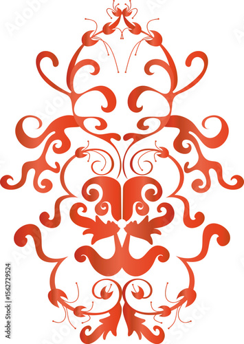 Vector pattern of stylized leaves with orange-red gradient.