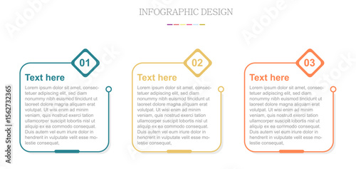 3 clean infographic design shaped elements template, symbolizing the three stages of business strategy and progression. Progress bar or timeline. Vector for presentation.
