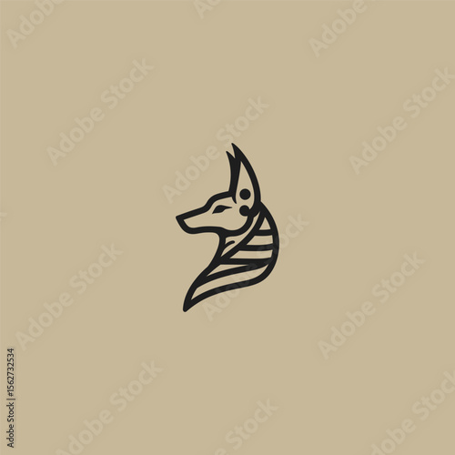 Anubis logo in simple and clean line art illustration style.