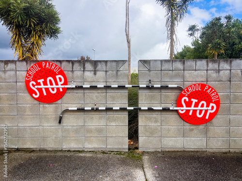 School crossing stop signs photo