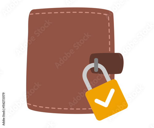 Padlock with Wallet Lock cartoon, digital and physical security of financial assets, data protection, fraud prevention, privacy control, and secure access banking e wallet. Vector illustration concept