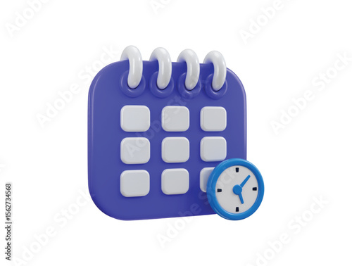 Calendar with clock icon 3d render concept of calendar clock icon 3d reminder notification icon vector illustration