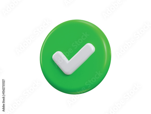 Check mark icon 3d render concept of green tick mark, Right mark icon vector illustration