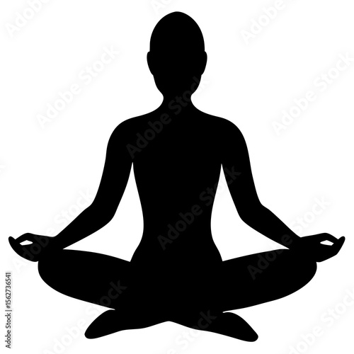 silhouette of yoga with white background.