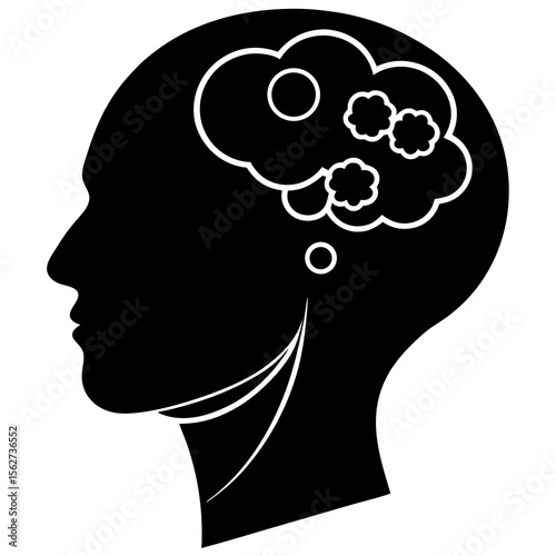 human head silhouette with brain