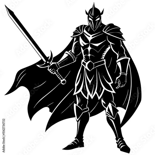 knight with spear with white background.