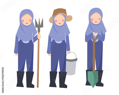 Muslim Woman Farmers with Tools