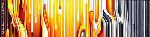 Vibrant Abstract Melted Drips Background – Colorful Liquid Flow, Gradient Stripes, Modern Artistic Texture, Orange Yellow Silver Art
