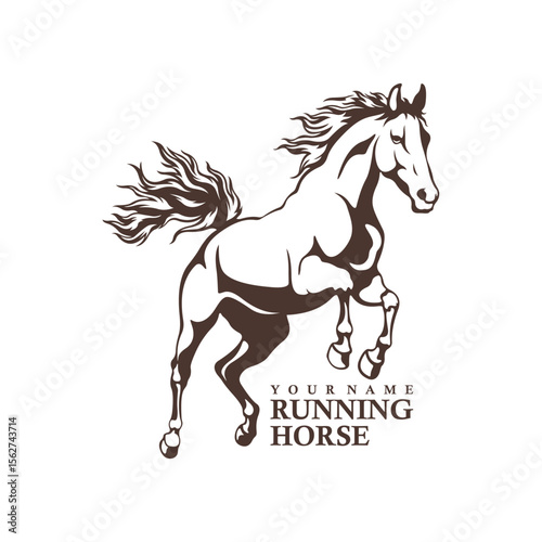 Running Horse logo design vector. Silhouette Horse Template Illustration. Icon Symbol