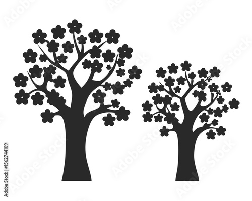 Cherry Blossom tree vector silhouette illustration isolated on white background