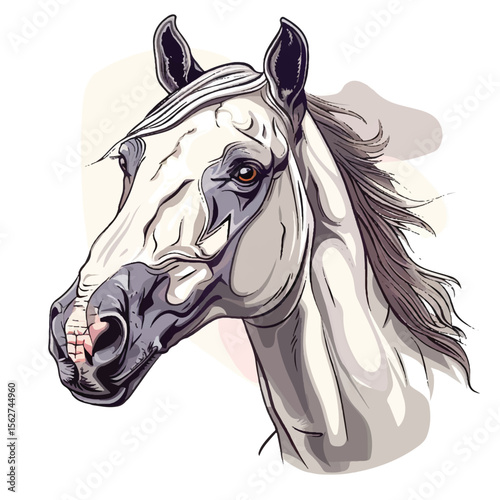 Detailed Artistic Portrait of a Majestic White Horse