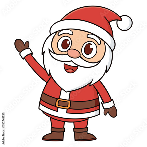Cheerful cartoon santa claus waving hello symbolizing christmas festive holiday season