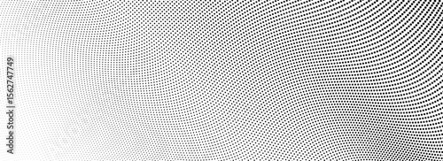 Abstract wave dotted line background. Tech dynamic dash stripe texture. Black warped and curved lines wallpaper for design template, presentation, brochure, leaflet, booklet. Vector backdrop