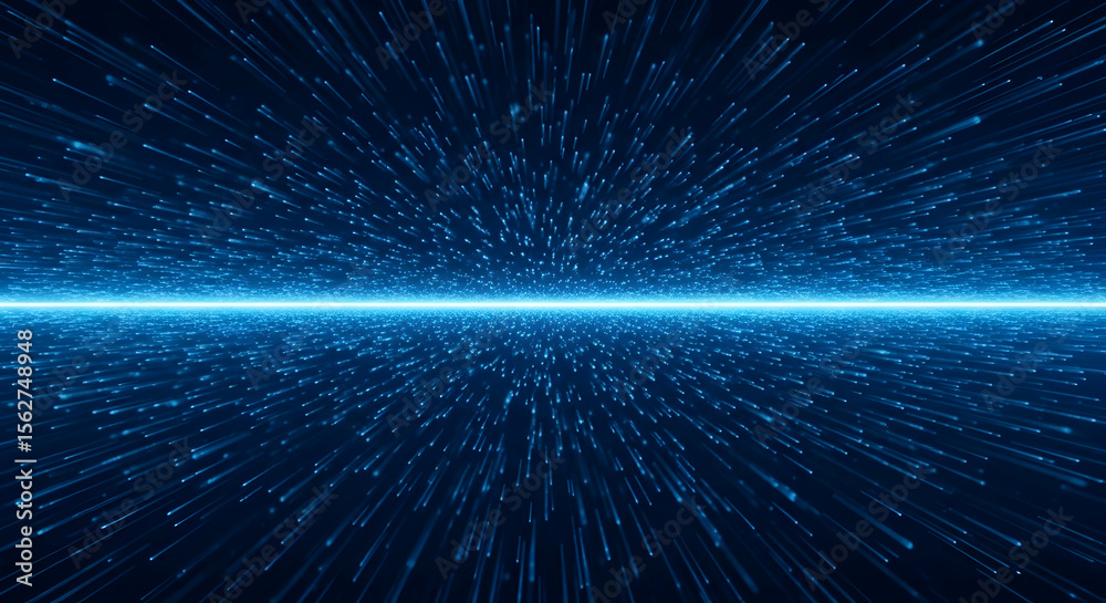 Fototapeta premium Blue Light Streaks: A Cosmic Abstract Digital Artwork