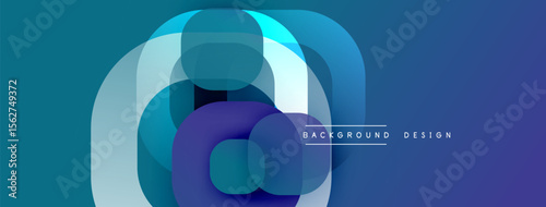 Abstract layers create dynamic visual effect. Blue tones dominate composition, offering modern aesthetic. Minimalist design suits various applications.