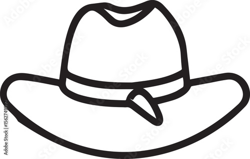 cowboy hat line art logo, cowboy hat line art silhouette vector icon