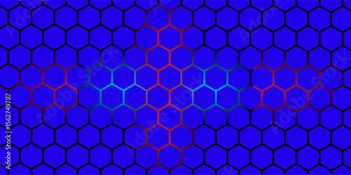 Hexagonal Abstract Technology Background. Hexagons Pattern for Hi-Tech Communication Design. Hi-tech Cyber Hexagon Sci-Fi Game Banner Grid. Nano Shield Pattern. Vector Illustration