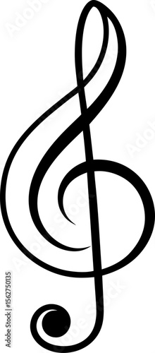 Simple outline of a musical note (treble clef) with white background.