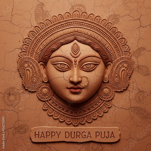Clay sculpture of goddess durga for happy durga puja