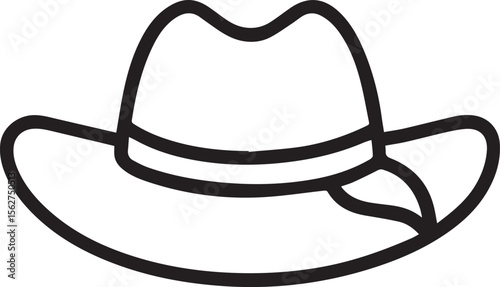 cowboy hat line art logo, cowboy hat line art silhouette vector icon