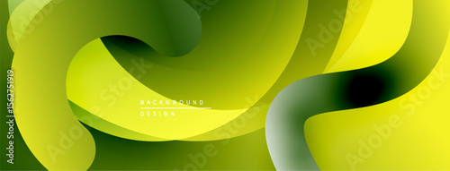 Abstract fluid shapes, vibrant green hues, modern design. Smooth gradients create dynamic composition, soft lighting effect.