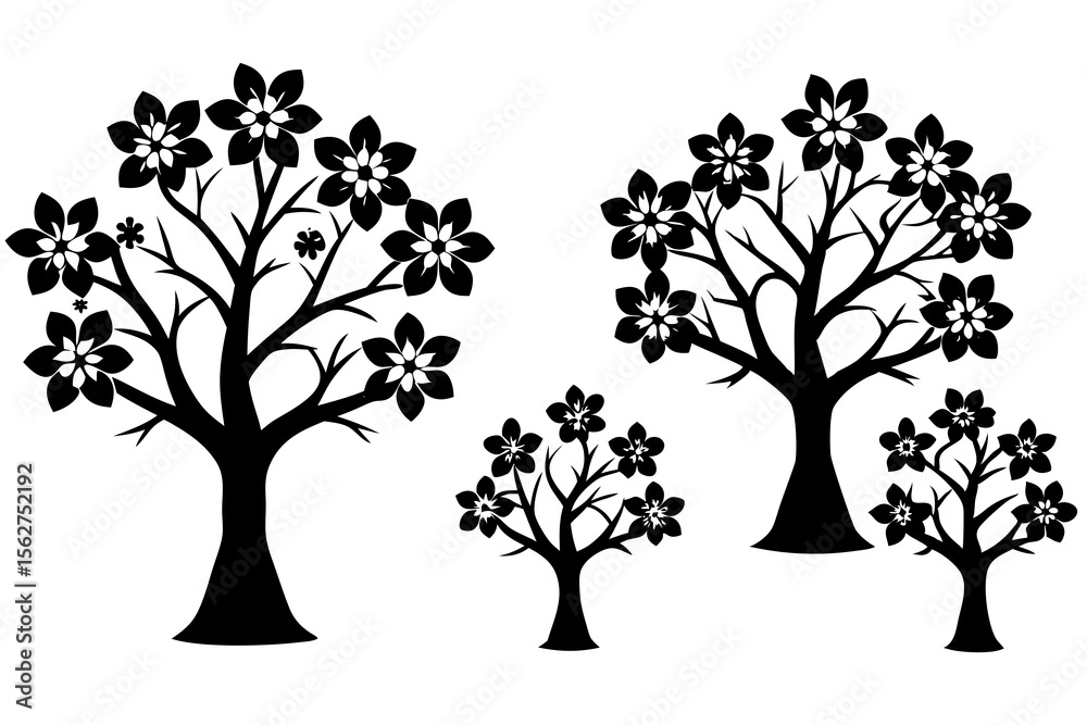 Obraz premium set of Dogwood Tree vector silhouette illustration isolated on white background