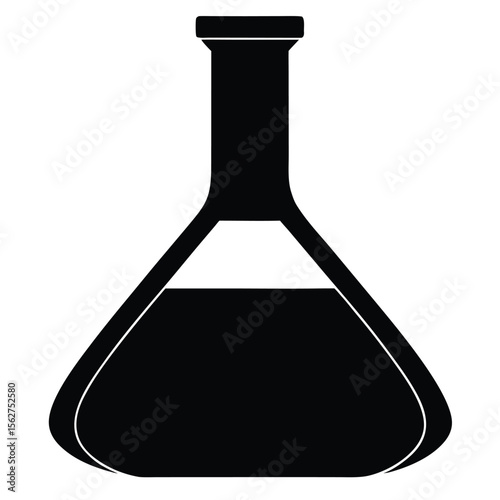Full Black Silhouette of a Volumetric Flask Chemistry, Science, Experiment, Labware, Research