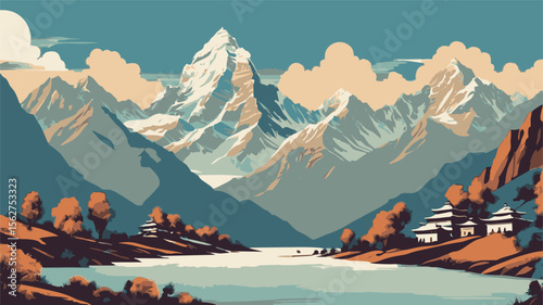 Illustration of the Himalayan Mountains