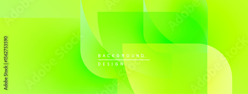Bright green abstract background. Overlapping shapes create dynamic visual effect. Modern design elements present smooth gradients.