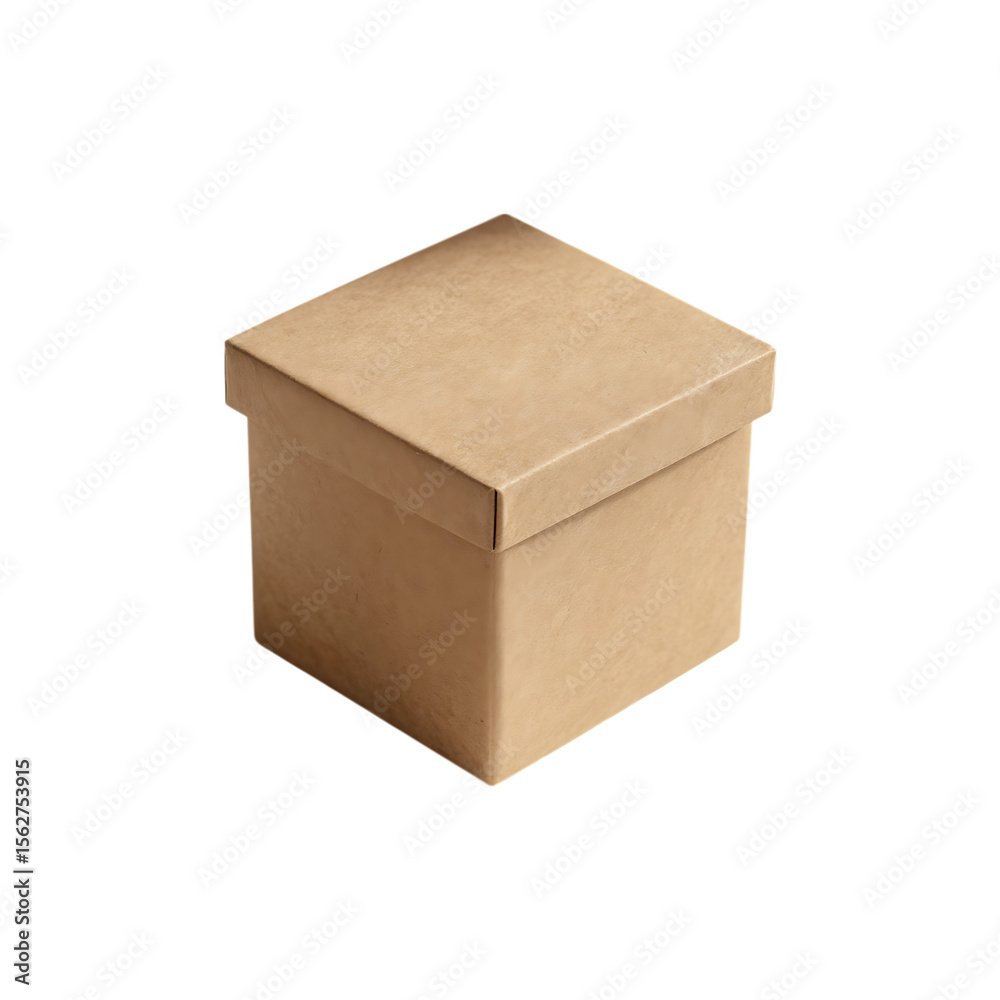 Simple brown cardboard gift box with a lid isolated on a transparent background for packaging and shipping. Simple brown cardboard gift box with a lid isolated on a transparent background for packaging and shipping.