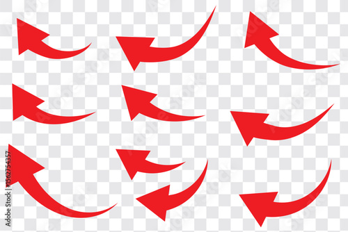 curve arrow icon set. Long Arrow icon set. Curve arrow set. Arrow up icons. Set of curve rise arrows. Growth pictogram isolated. Vector illustration.