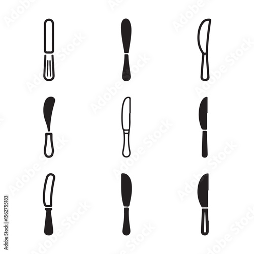 Utility Cutter Knife Icon Set
