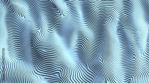 Wallpaper Mural Abstract Blue Wavy Lines: 3D Rendered Surface, Fluid Motion, Modern Design. Torontodigital.ca