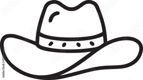 cowboy hat line art logo, cowboy hat line art silhouette vector icon