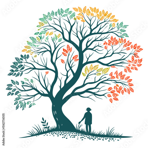 Elm tree vector silhouette illustration isolated on white background