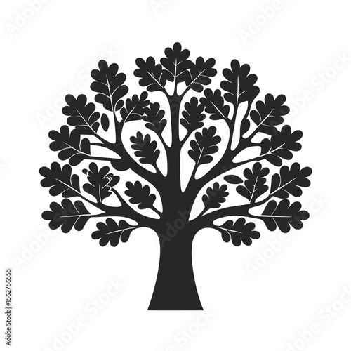 Elm tree vector silhouette illustration isolated on white background