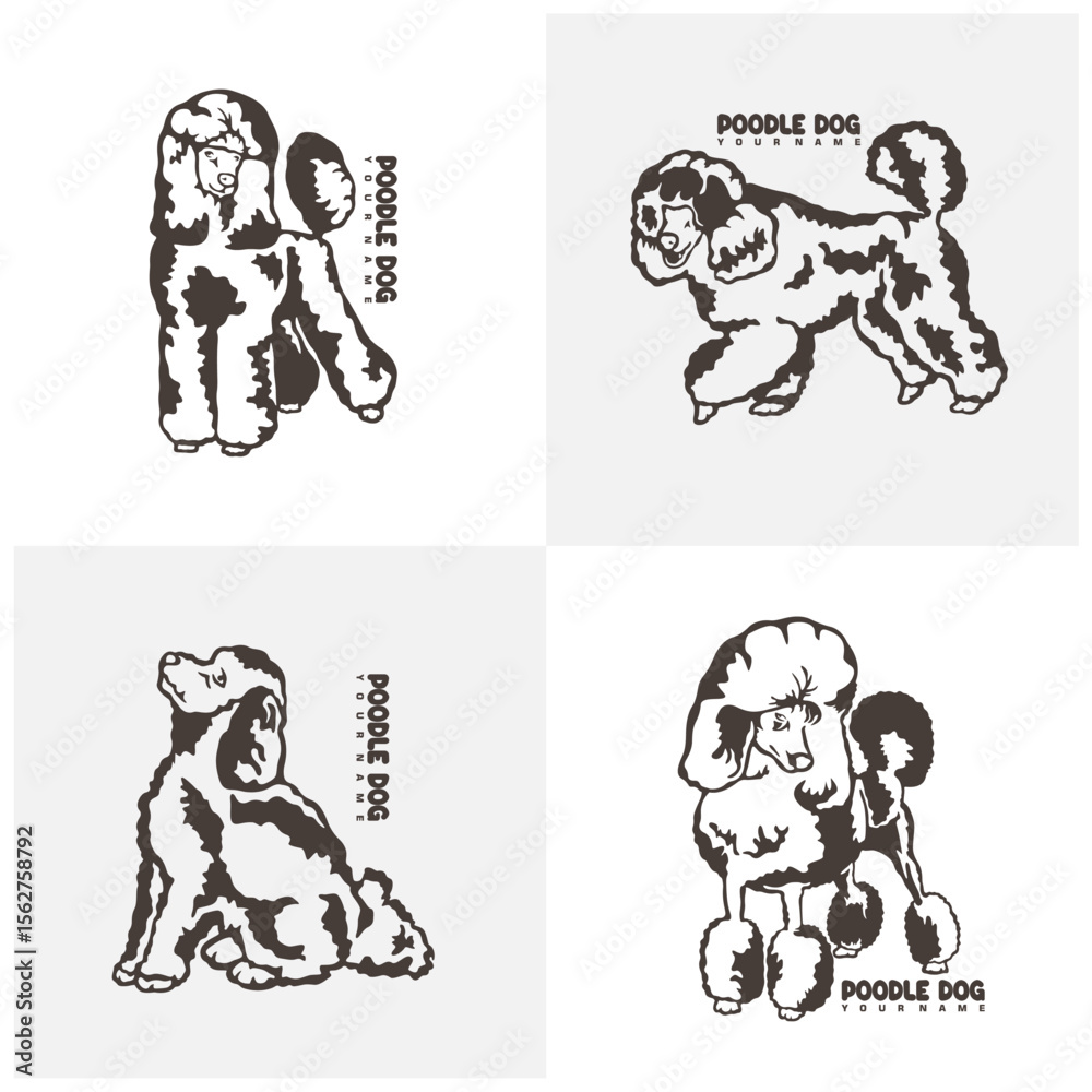 Fototapeta premium Set of Poodle Dog logo design vector. Silhouette Poodle Dog Template Illustration. Icon Symbol