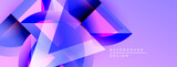 Abstract geometric shapes overlap, creating vibrant purple, blue hues. Modern design suggests digital art, background element.