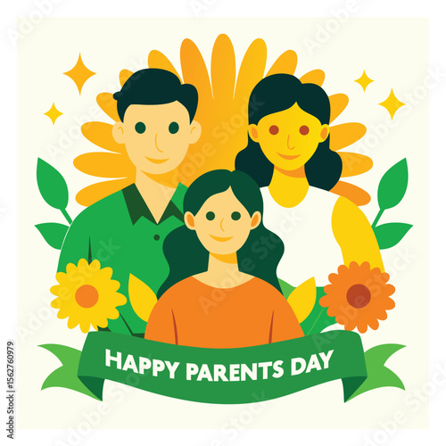 Happy father and two children celebrate family festivity together