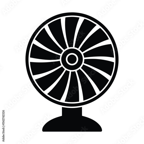 Isolated electric fan with cooling air propeller on a white background
