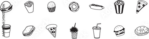 Fast Food Icon Set in Minimal Style