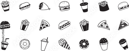 Fast Food Icon Set in Minimal Style