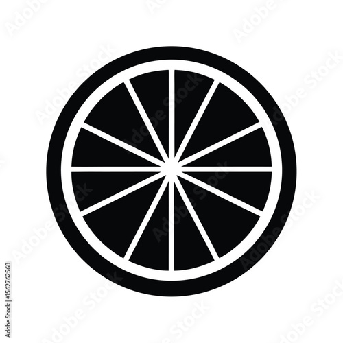 Here's a vector illustration set: a vintage bicycle wheel icon and a fresh lemon