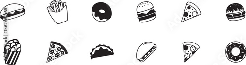 Fast Food Icon Set in Minimal Style