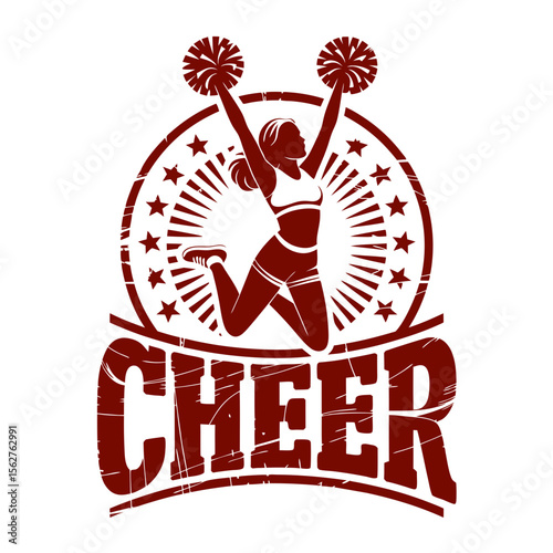 Cheeerleader silhouette suitable for sports team graphics, school spirit posters, dance studio logos, or cheering squad Tshirt designs.