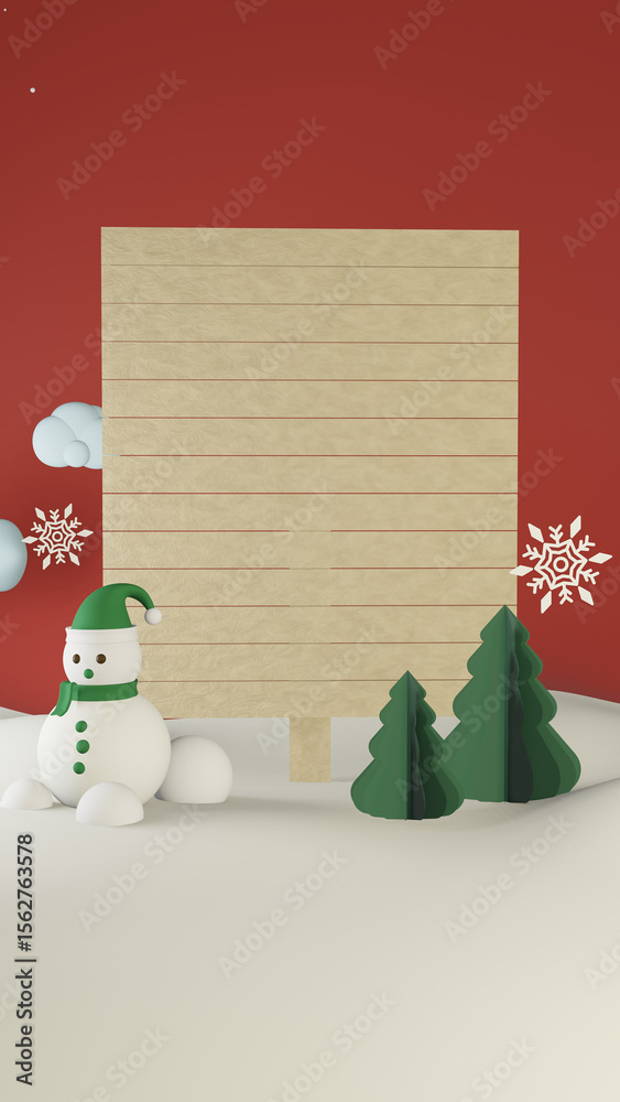 Fototapeta premium 3D red portrait background natal and happy new years, suitable for product promotion stories