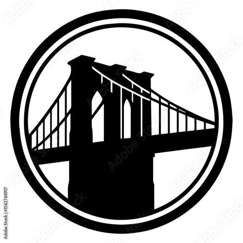 Brooklyn Bridge iconic suspension bridge in New York City on transparent background
