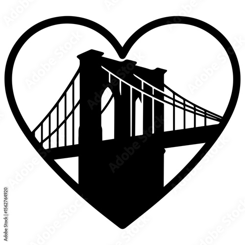 Brooklyn Bridge iconic suspension bridge in New York City on transparent background
